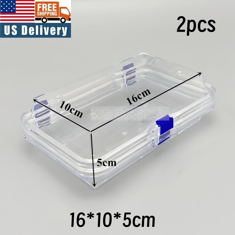 2Pcs Hinged Display Box Clear Membrane storage Boxes Denture False Teeth Case