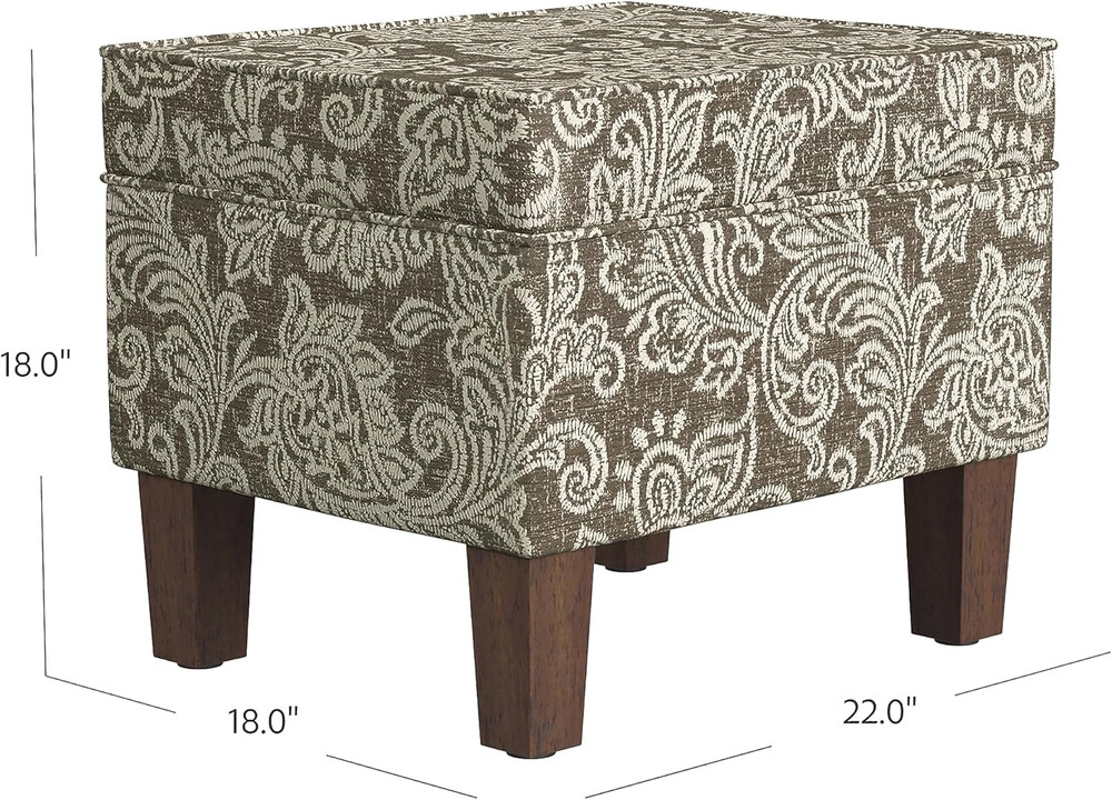 Home Decor |K7646-A880| Upholstered Modern Rectangular Storage Ottoman | Hinged