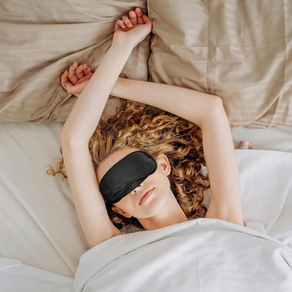 4 Pcs Solid Black Sleep Masks with Adjustable Straps - Perfect for Napping