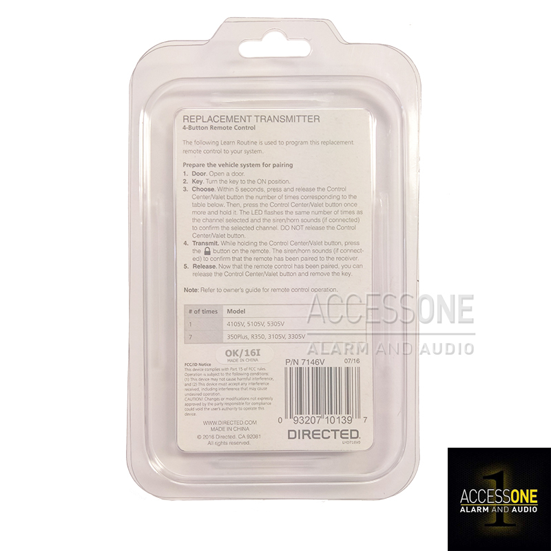 Viper 7146V New 4-Button Replacement Remote Control For 3105V Security System