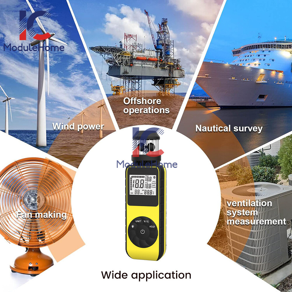 Digital Cup Anemometer Compass Measure Wind Temperature 360°Rotating + Backlight