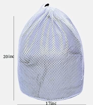 Small Commercial Mesh Laundry Bag with Handle and Drawstring for Dormitory,