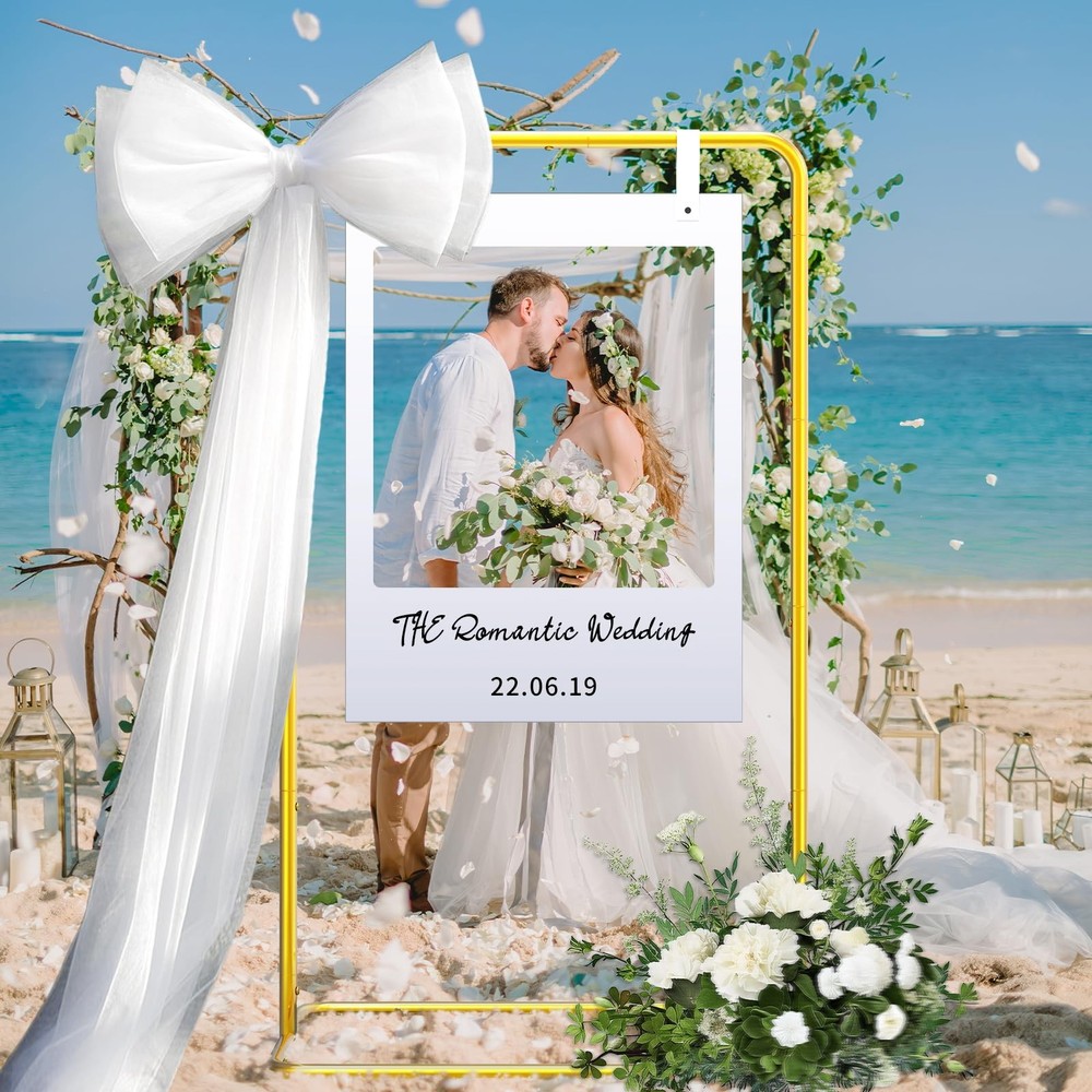 Wedding Welcome Sign Stand with Design Bundle & Leather Straps, 68”Adjustable...