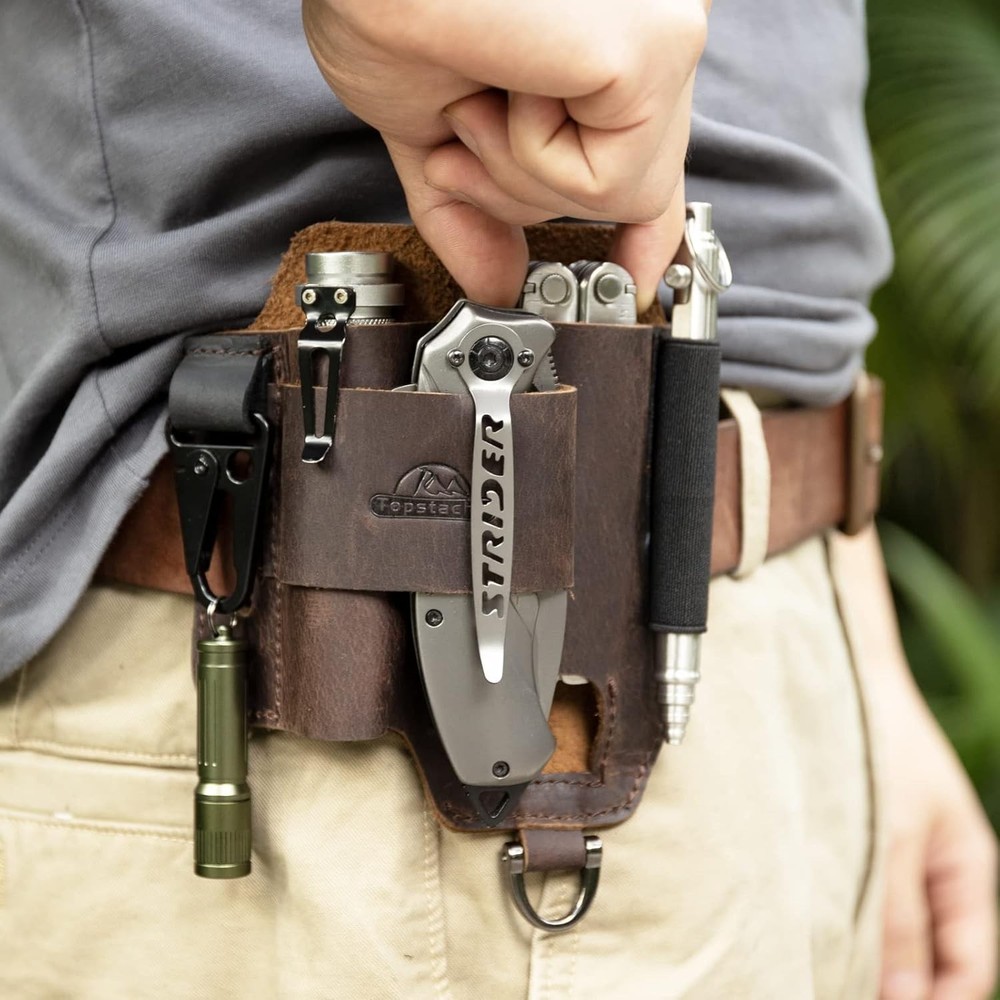 Leather Multitool Sheath,EDC Belt Organizer for Work and Daily Use