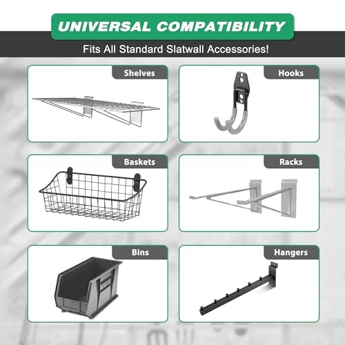 Slatwall Panel Garage Wall Organizer Storage Systems, Wall Mounted 4×2ft Grey