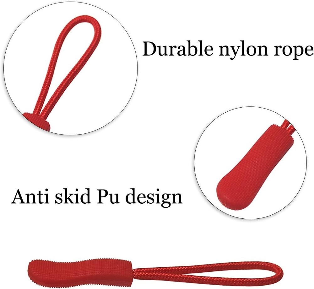 20PCS Red Bright Zipper Puller Helper Nylon Zipper Pulls Tab Extension For Bags