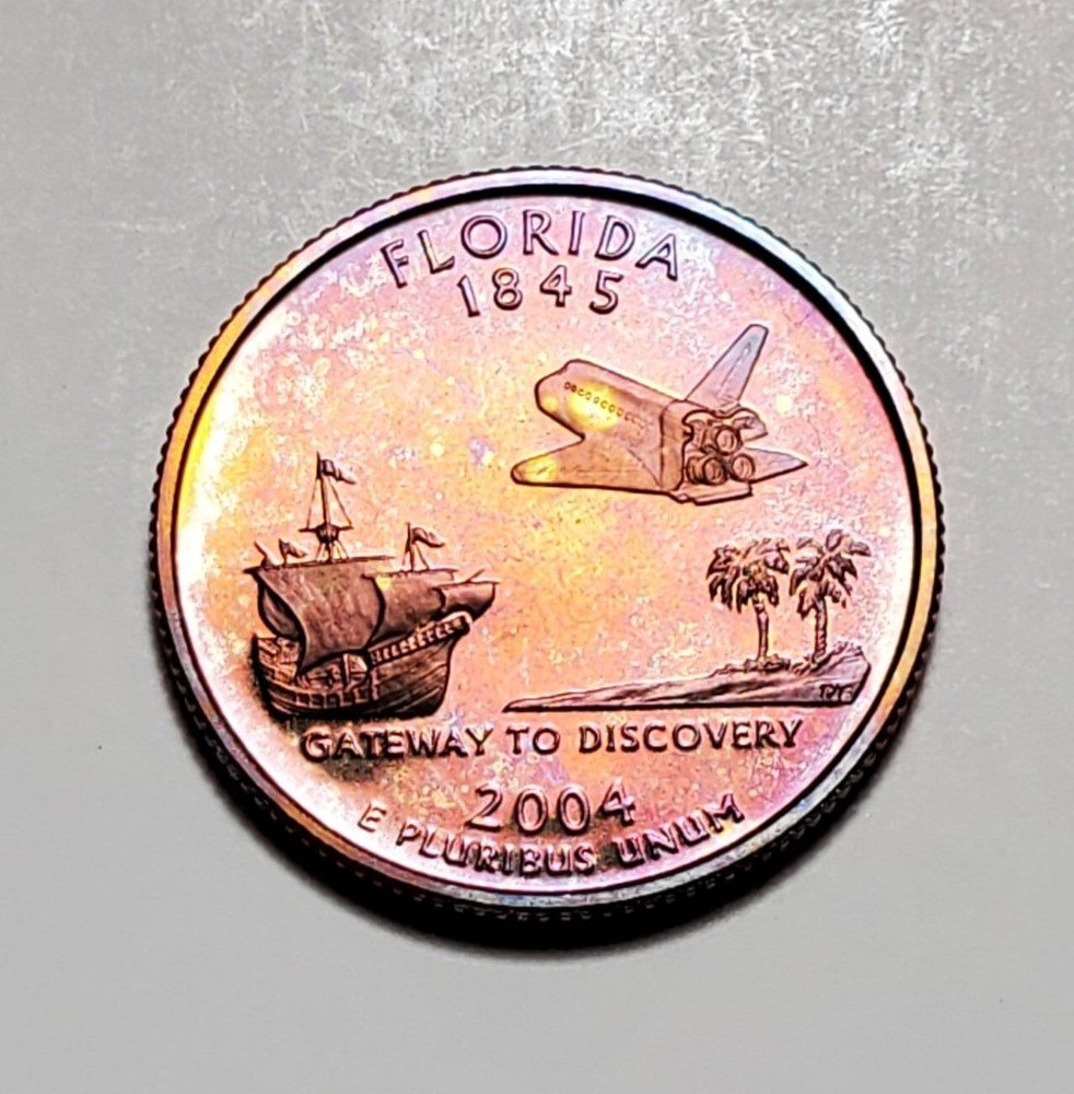 TONED 2004 S FLORIDA STATE QUARTER CLAD PROOF UNC #C7730