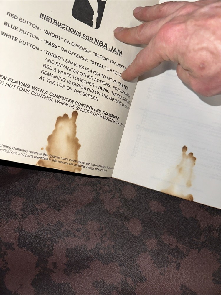 Original NBA Jam Arcade Operations Manual