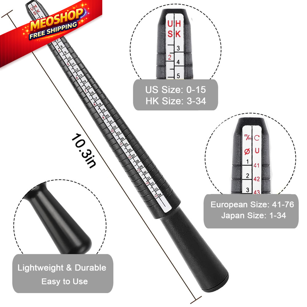 Accmor Ring Sizer Measuring Tool Set, Black Mandrel, Guage, Blet