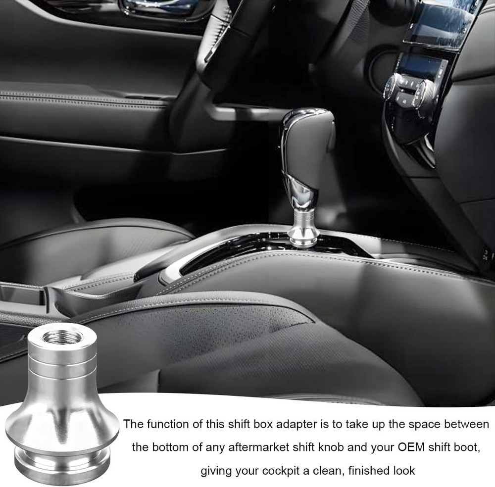 Shift Knob Boot Retainer, M12×1.25 Durable Aluminum Shift Boot Retainer Silver
