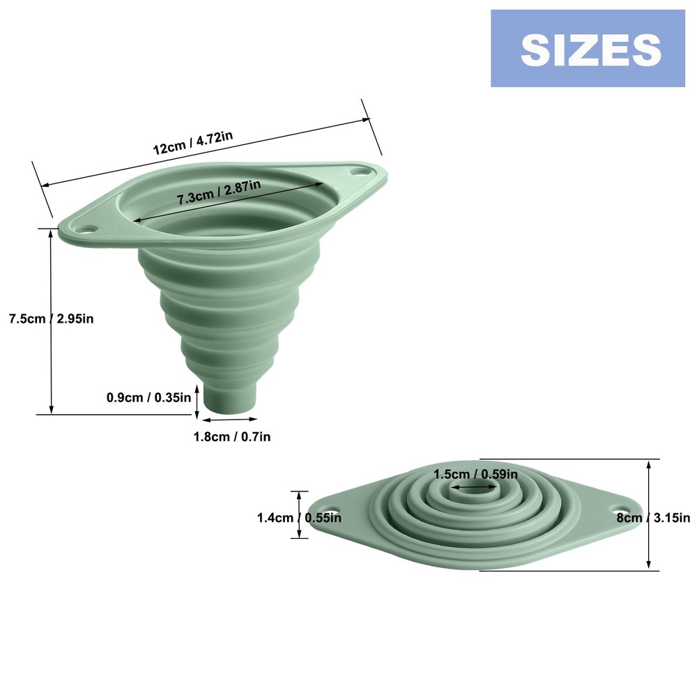 Kitchen Funnel Set 3 Pack, Collapsible Silicone Funnel for Kitchen Use Filling