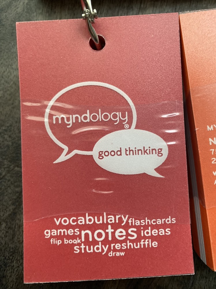 Myndology easy flip flash cards on a ring Neon orange Red blank study Medium