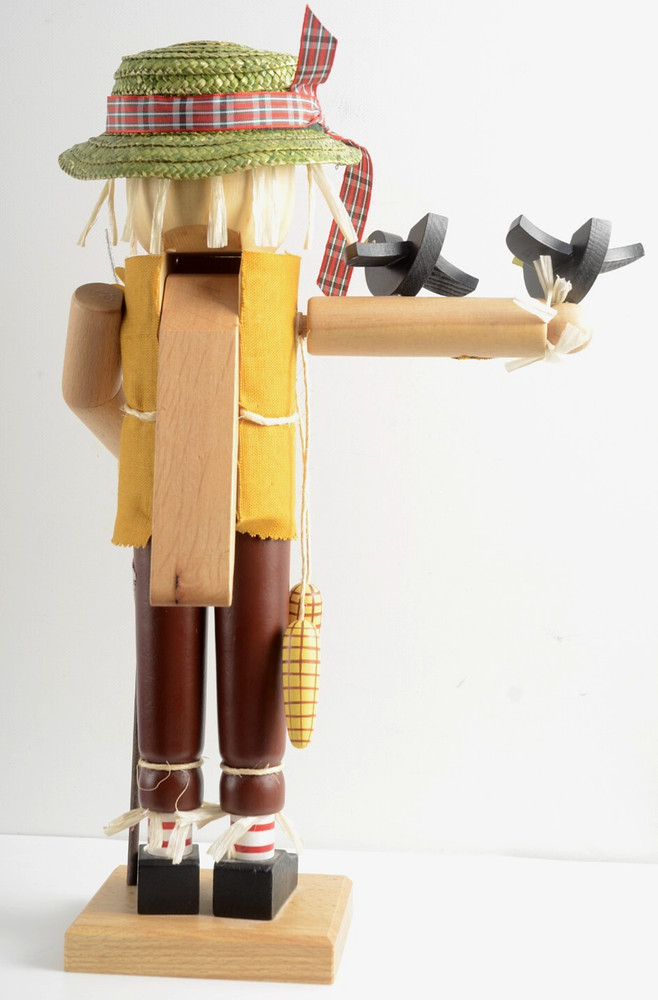 Christian Ulbricht Scarecrow Nutcracker Crows Pitchfork Corn RARE HTF 16" Tall