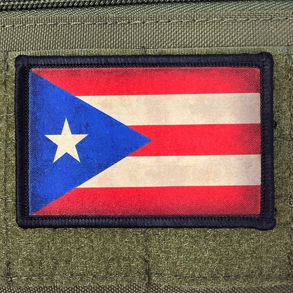 Puerto Rico Rustic Patch Moral Tactical Military Army USA Hacker Hook & Loop 3x2