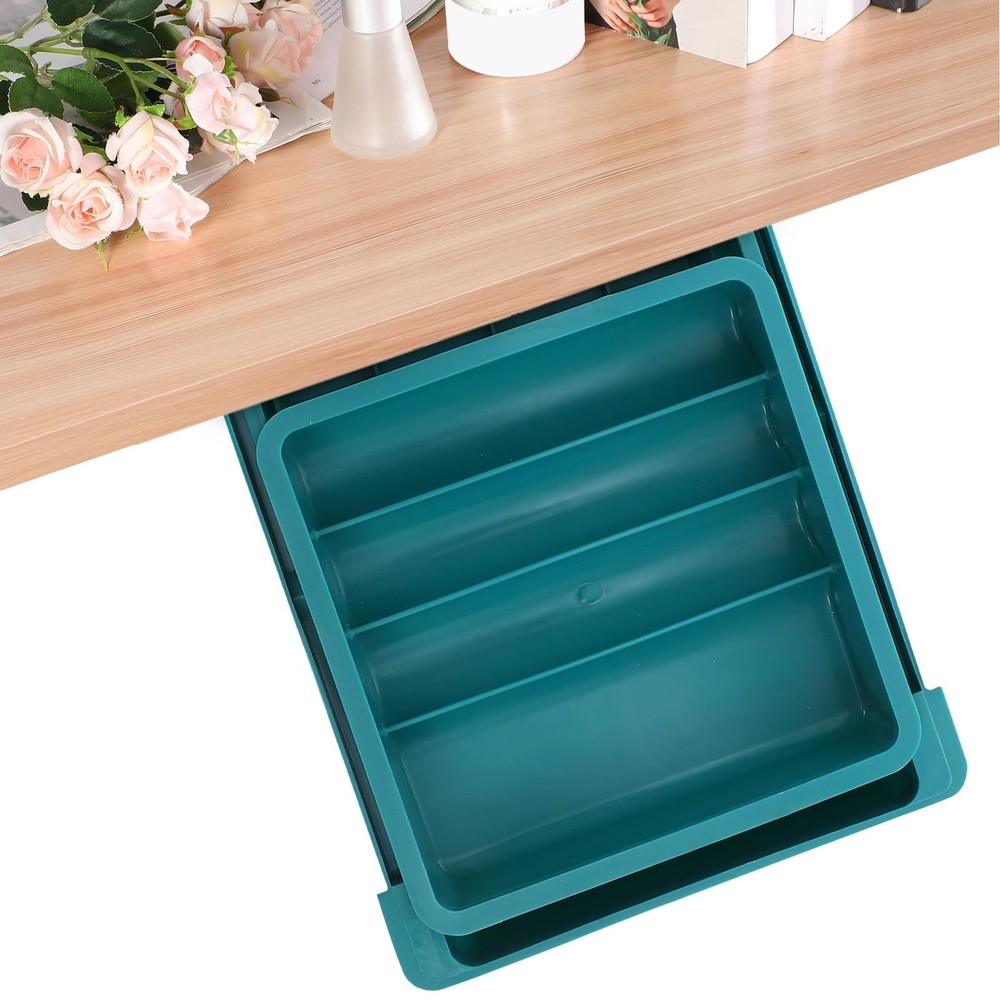 Sewing Organizer: Under Desk Storage Drawer Box - Three-Tier Plastic Organize...
