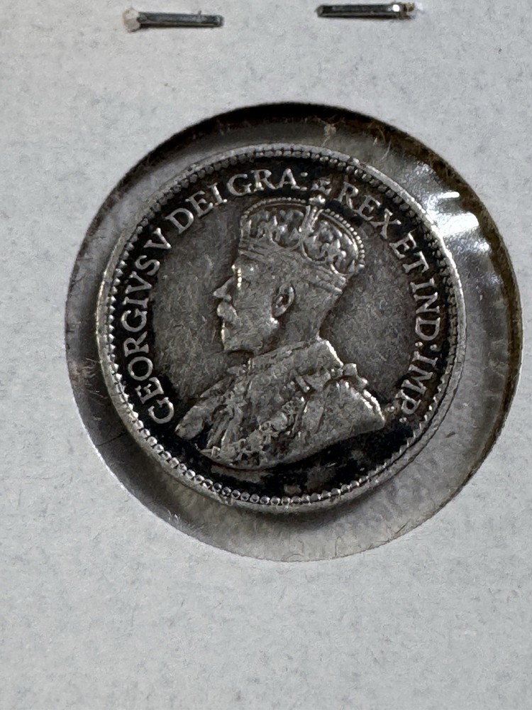 1918 Canada 5 Cents Silver Coin Cleaned