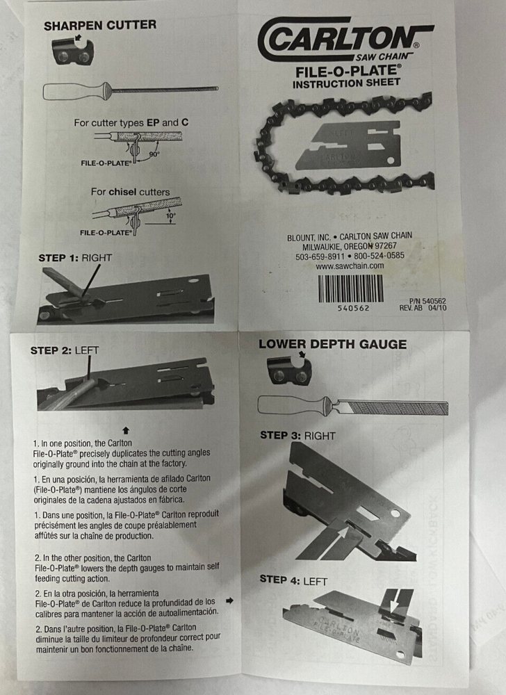 65980 Carlton FILE-O-PLATE 3/8" STD SEMI-CHISEL 3/16" CHAINSAW FILE