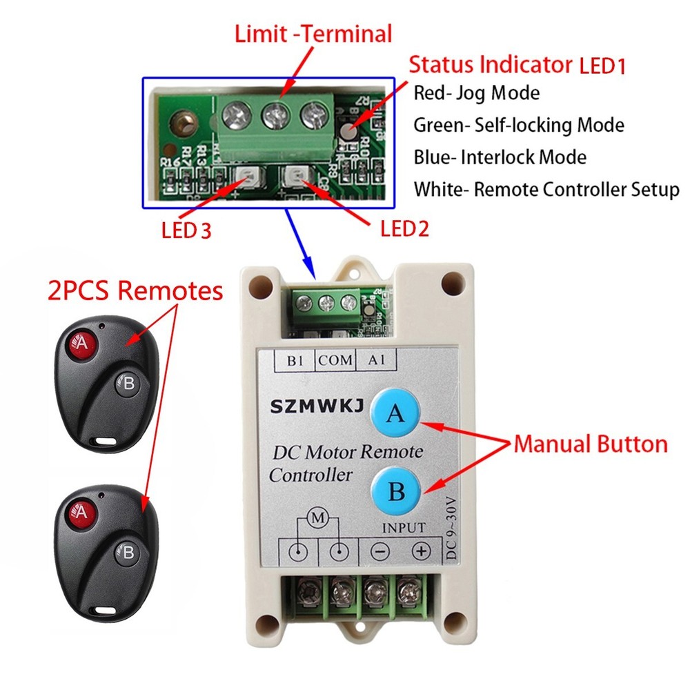 10A DC 9-30V Linear Actuator Remote Control DC Motor Switch Wireless Controller
