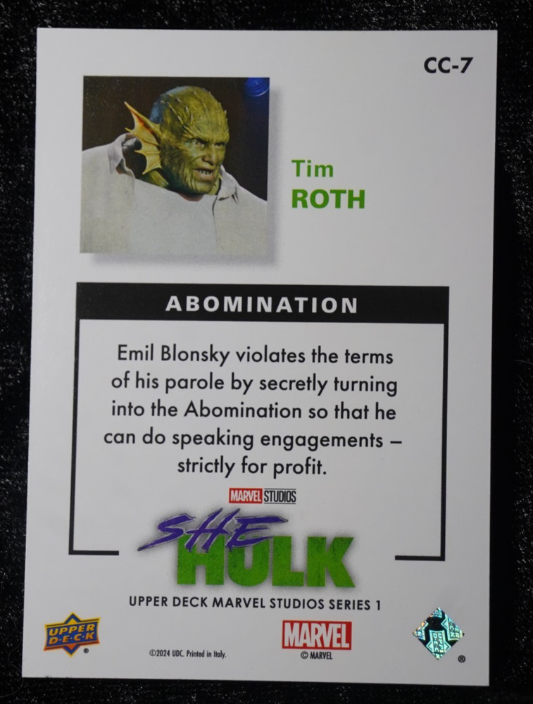 TIM ROTH/ABOMINATION—2024 Upper Deck Collector's Choice Marvel Studios #CC-7