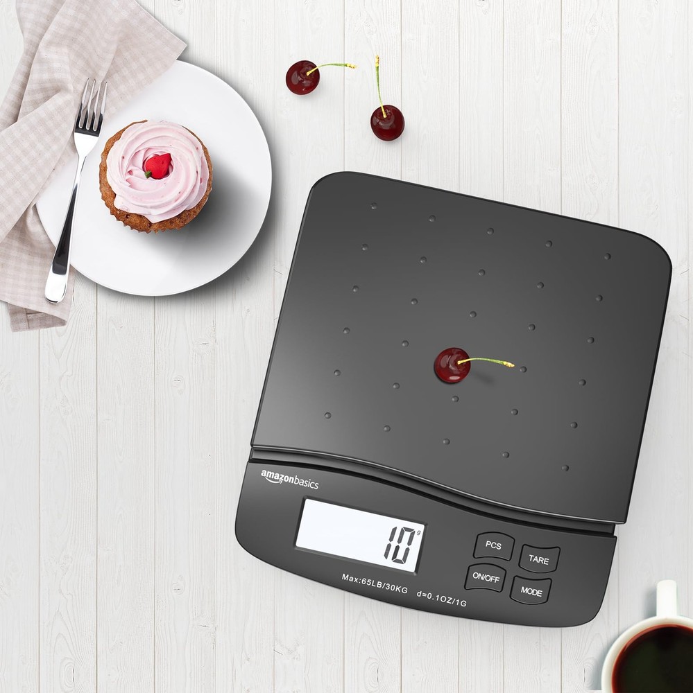 Amazon Basics Digital Postal Shipping Scale with Tare 65 pound, Black