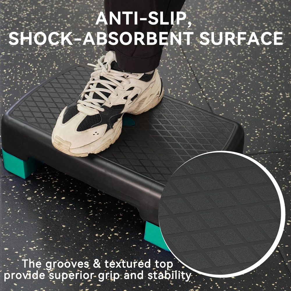 Workout Aerobic Stepper Step Platform with 2 Risers, Multiple Colors 18"