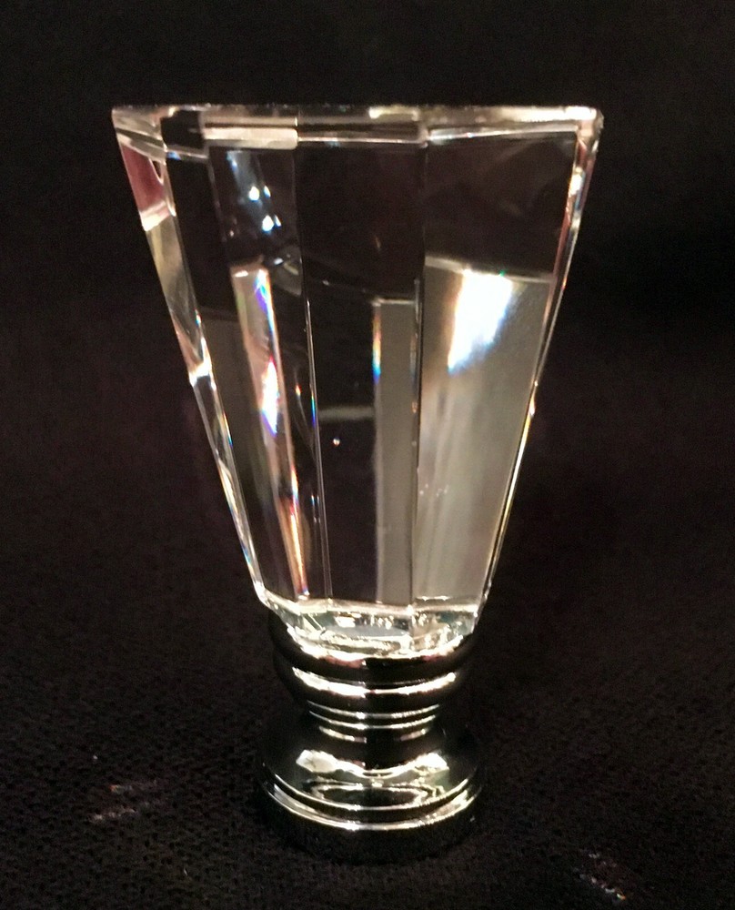 Lamp Finial-Hand Cut Crystal-OCTAGONAL PYRAMID-Modern Design-Chrome base-FS