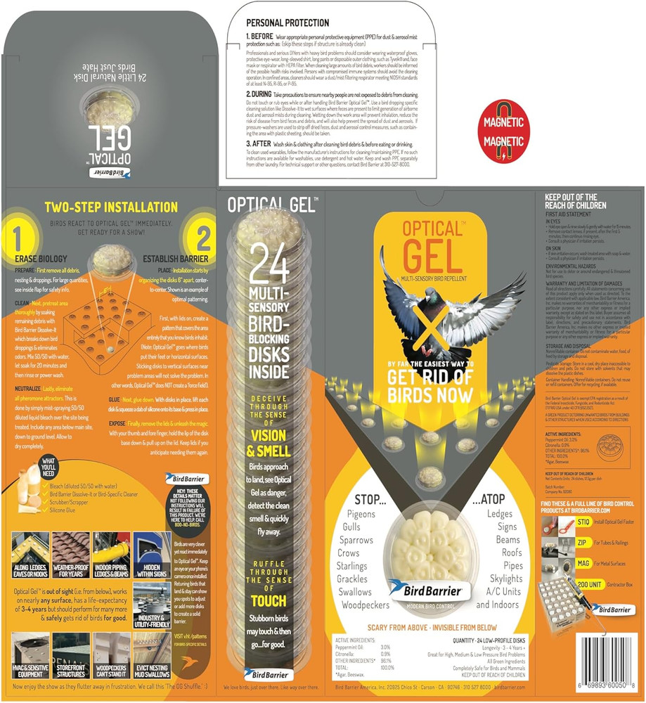 24-Pack Bird Deterrent Gel | Easy Install & Durable Solution