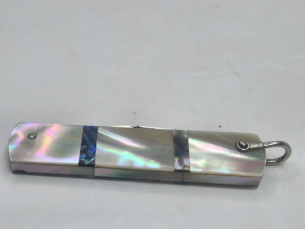 Antique ZAK GERMANY Rectangular Penknife Sectioned Pearl & Abalone Handles
