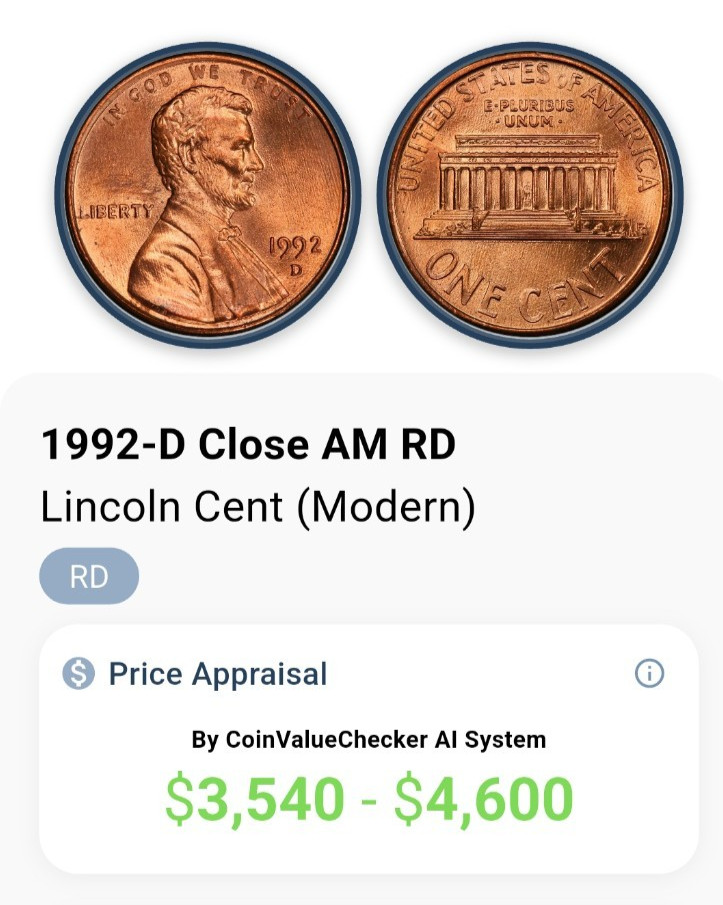 1992-D Close AM RD Lincoln Cent (Modern)