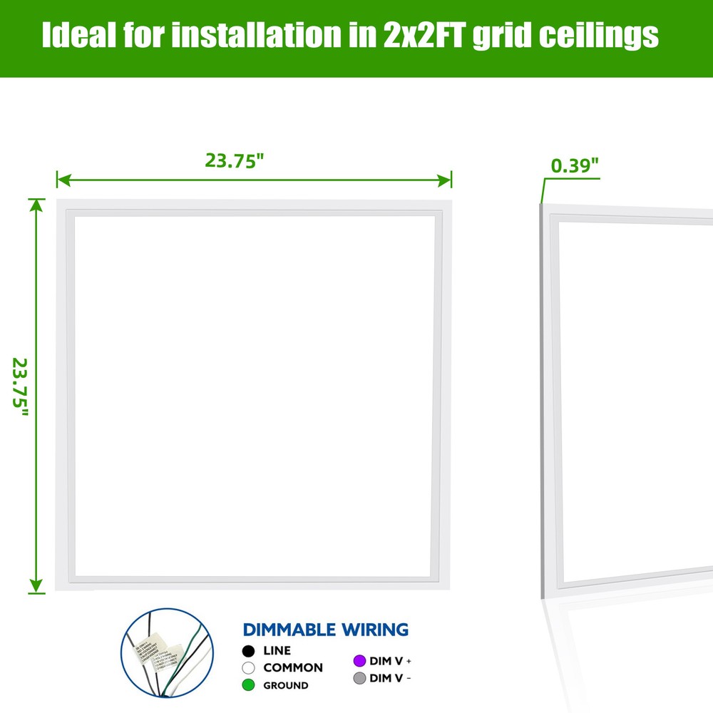 6Pack 2X2FT LED Flat Panel Light 45W Drop Ceiling Troffer Office Lamp 5000KWhite