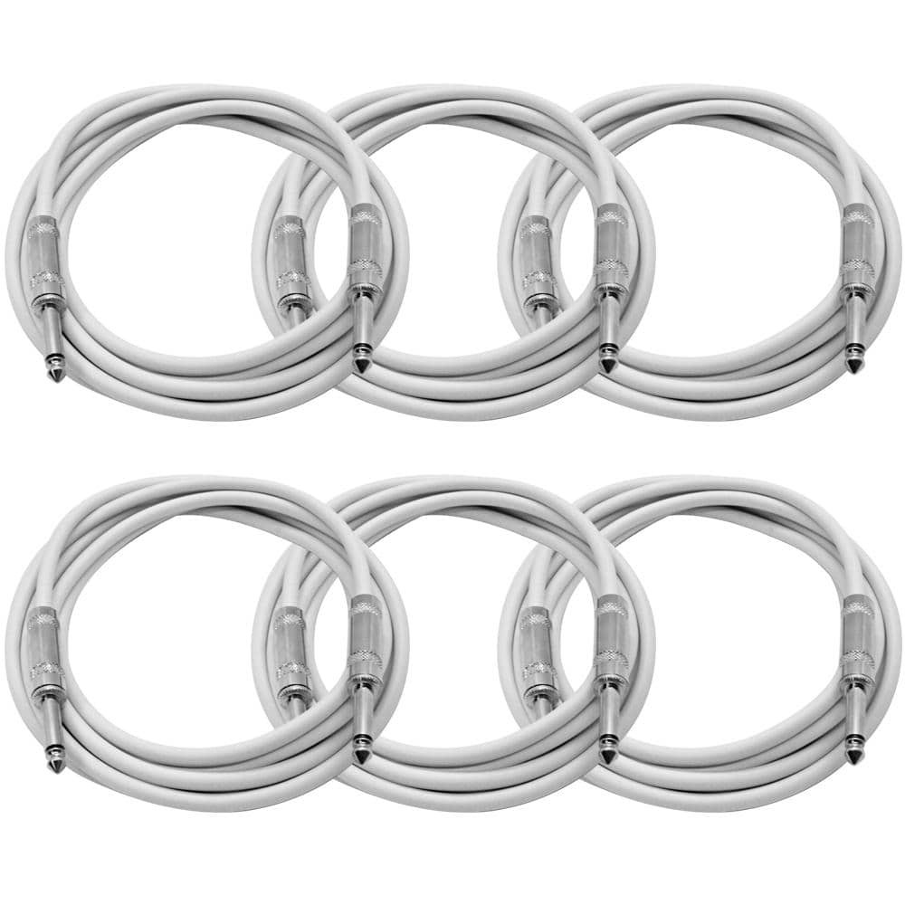 6 Pack White 10 Foot TS Patch Cables