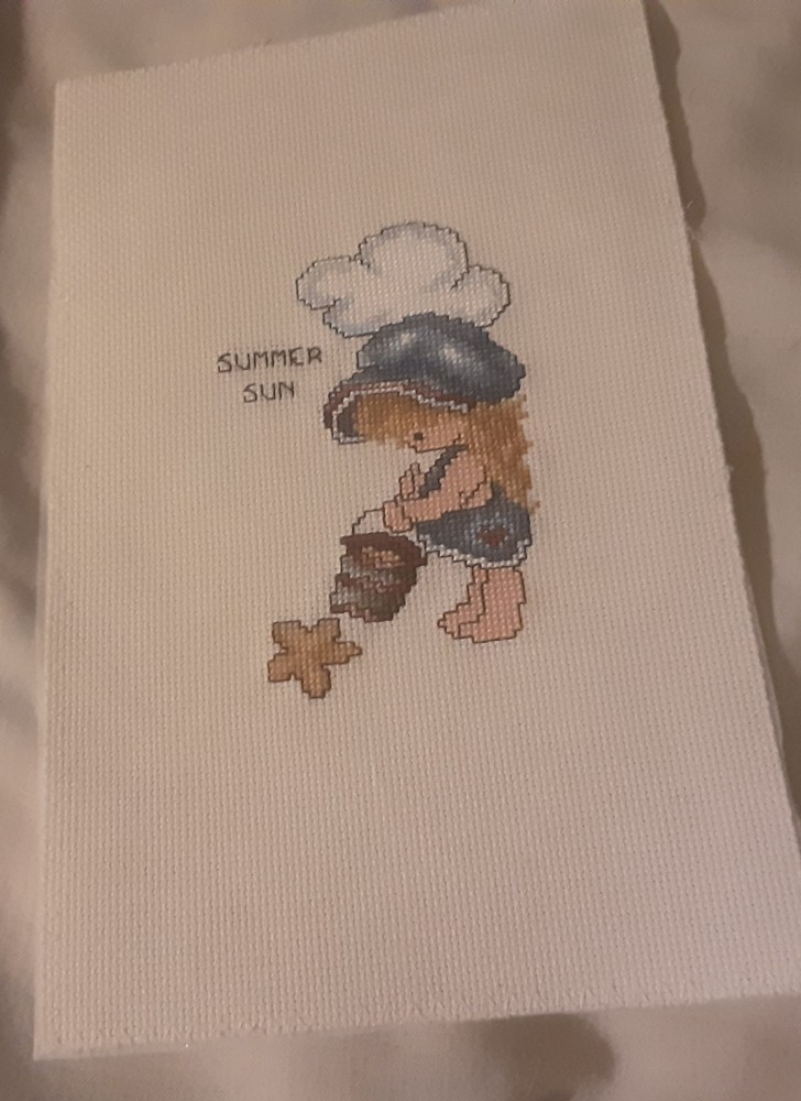Unframed Finished Cross Stitch Summer Fun