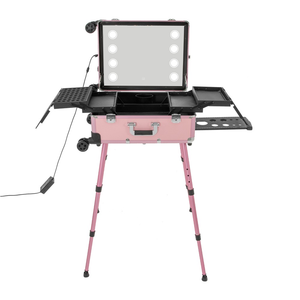 Professional Cosmetic Travel Case Vanity Organizer Rolling Makeup Train Case