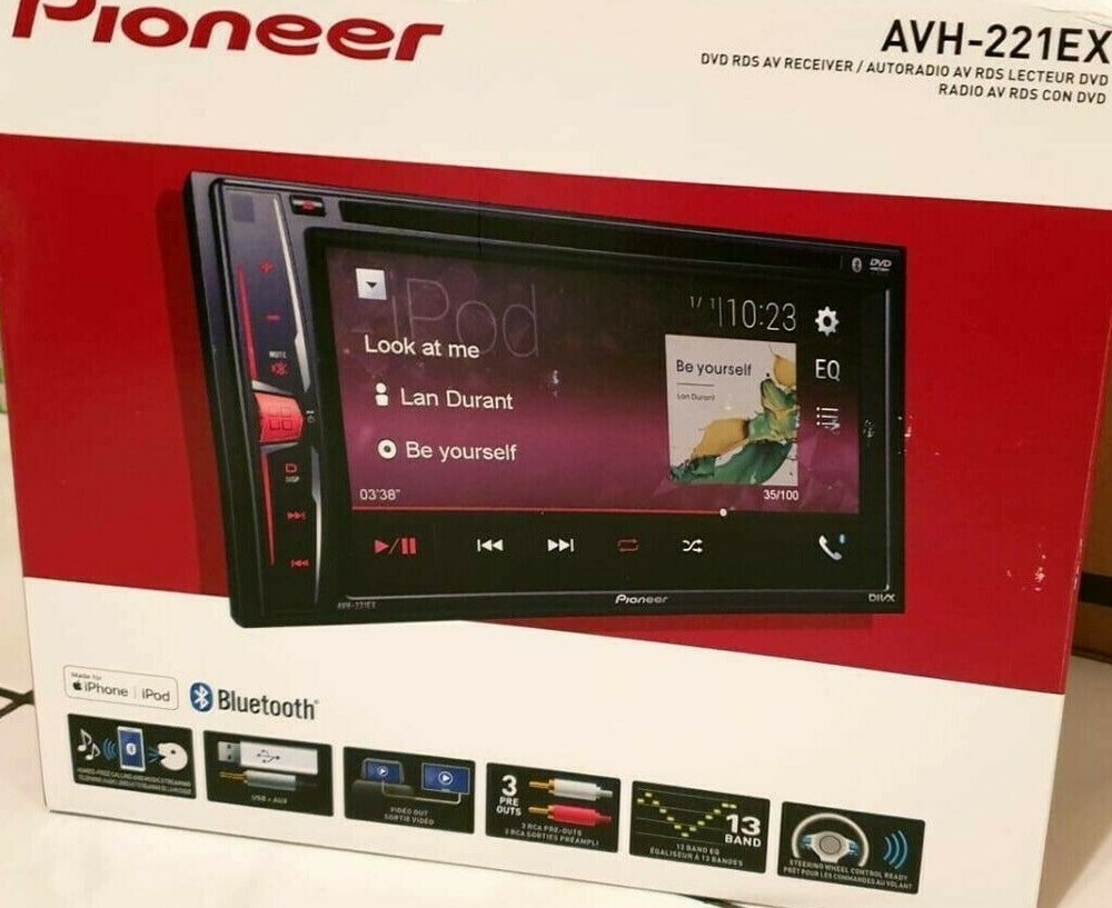 Pioneer AVH-221EX Bluetooth CD DVD Player iPhone Android USB MP3 Aux 6-Ch 6.2"