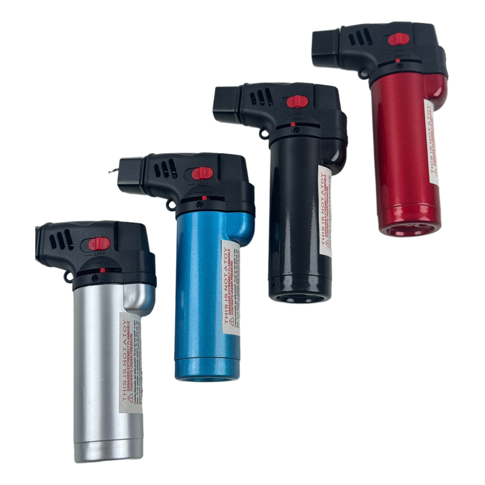 4Pack Jumbo 4" Double Jet Flame Torch Gun Lighter Refillable Lockable Windproof