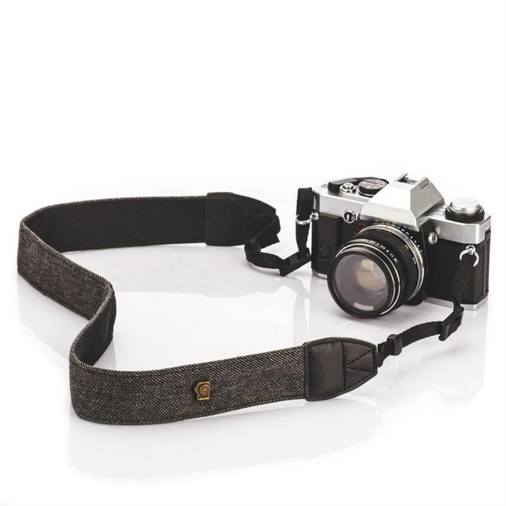 Grey Adjustable Camera Shoulder Neck Strap Cotton Leather Belt For DSLR Camera a
