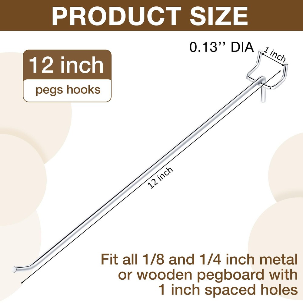 100 Pack Peg Board Hooks Stainless Steel Pegboard Hooks Shelving Pegboard Dis...