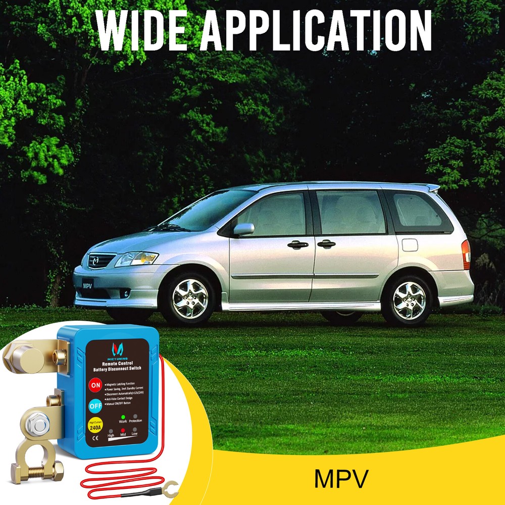 MICTUNING 12V 240A Remote Battery Disconnect Kill Switch Automatic LED Indicator