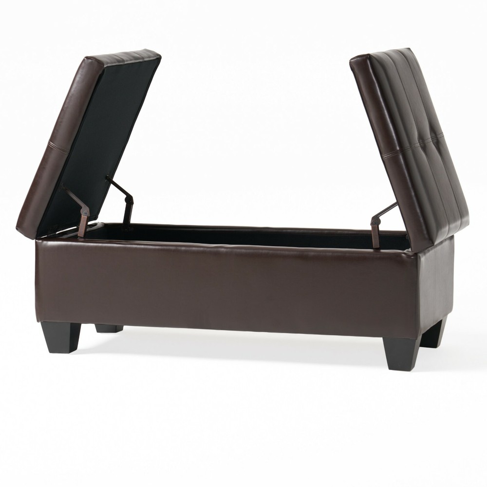 Murray Rectangle Double Flip Leather Storage Ottoman Coffee Table