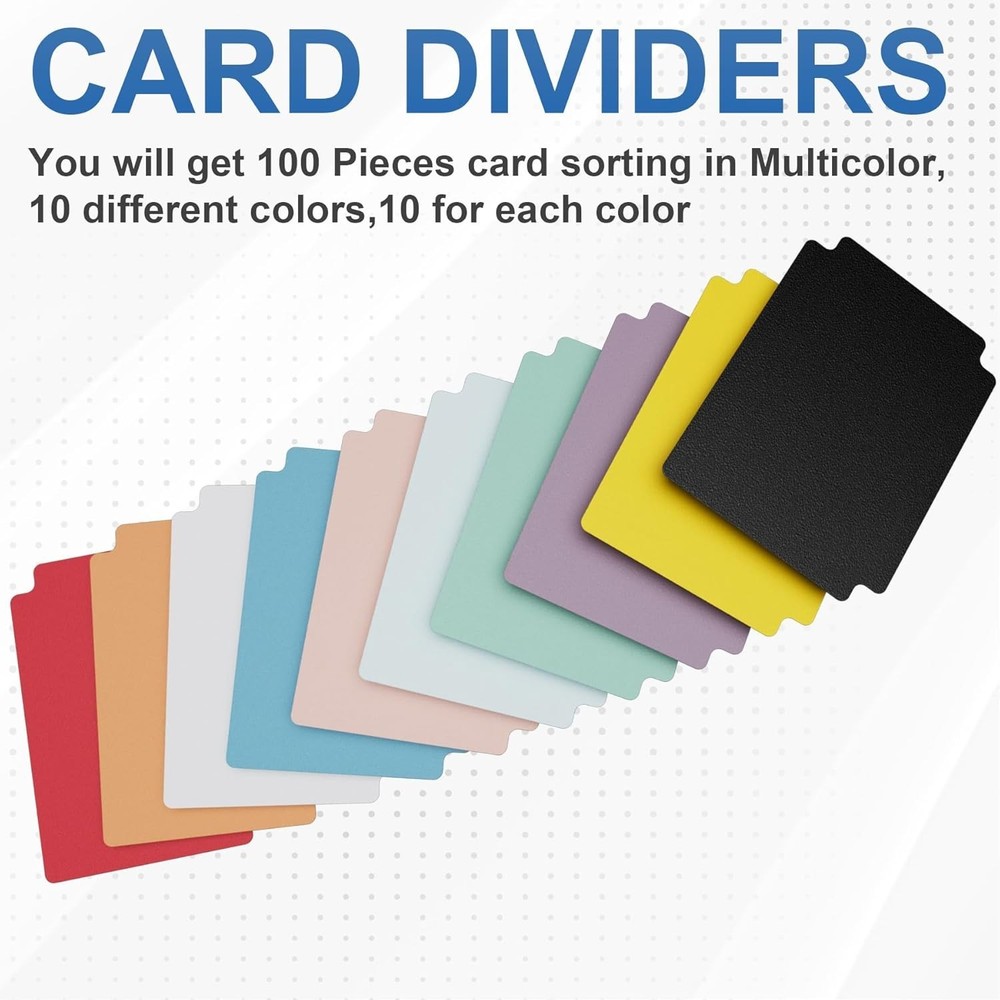 Trading Card Dividers 100pc Multicolor Tabs Card Separators for Storage Boxes