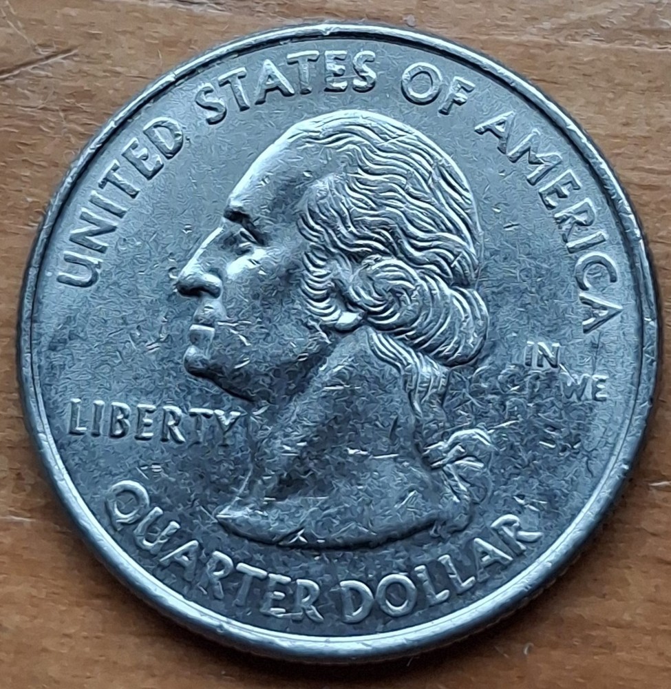 1999P CT State Quarter Large Obverse Strike Through Grease "God Trust P" error