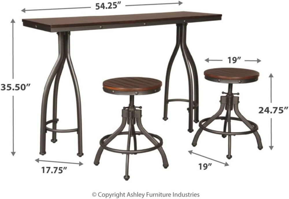 Odium Urban Counter Height Dining Table Set with 2 Bar Stools, Gray