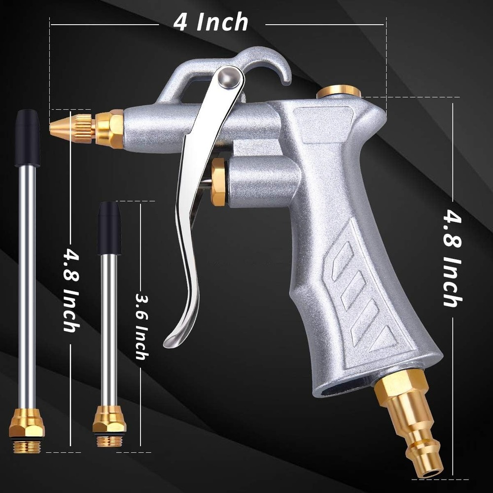Portable Pneumatic Air Compressor Blow Gun with Adjustable Nozzle & Extensions