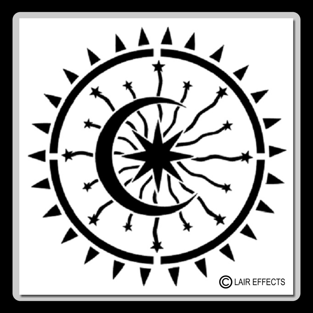 12 X 12 Celestial Sun and Moon w Exploding Star STENCIL Template/Cosmic/Crafting