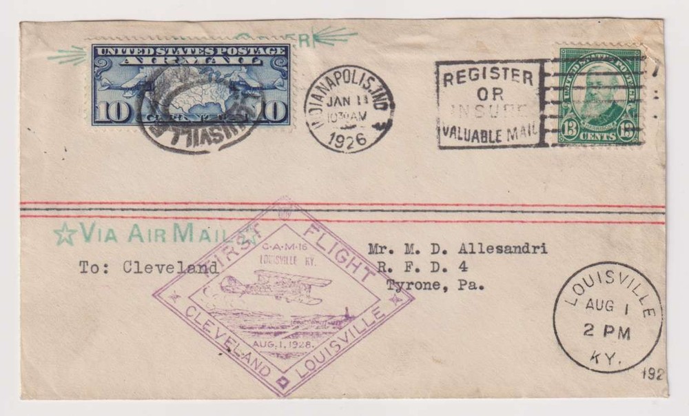 E4655: US #622, #C7 Combo FDC and First Flight Cover