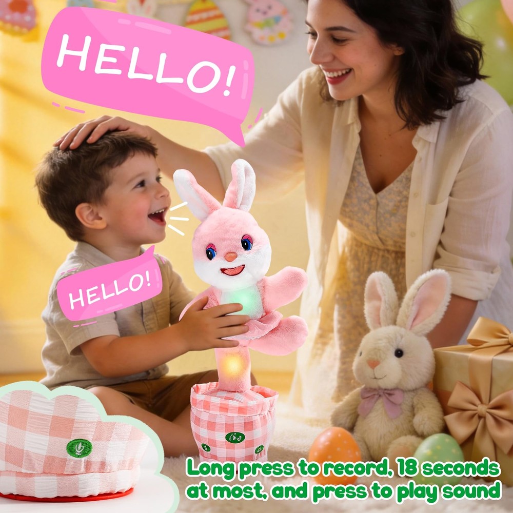 Talking Dancing Easter Bunny Plush, Easter Basket Stuffers Toddler Girl Boy, ...
