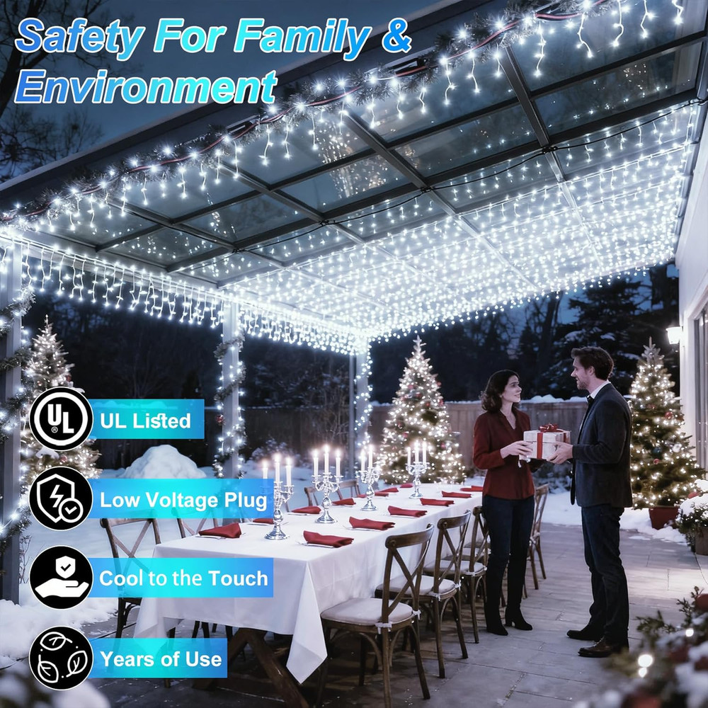 1500 LED 470FT Christmas String Lights, 12 Modes and Timer Memory Dimmable, Plug