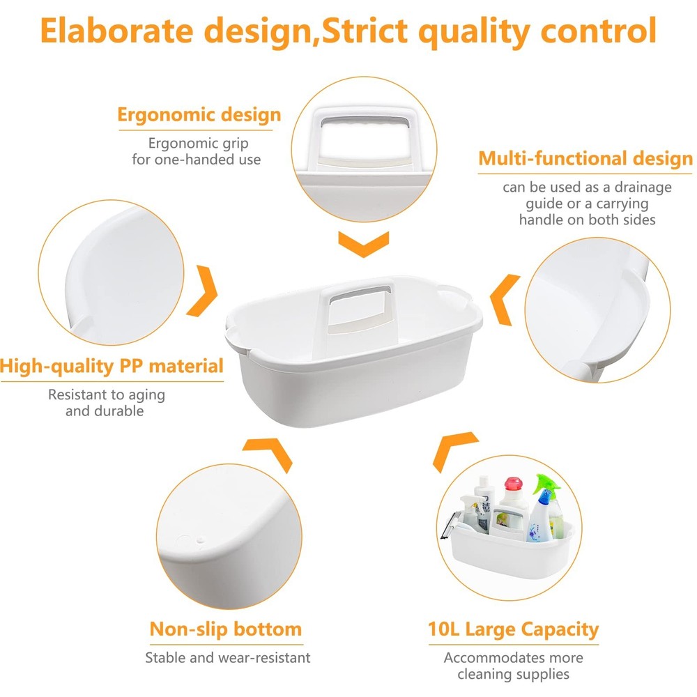 2 Pack Multi-Purpose Plastic Cleaning Caddy with Handle, Shower Caddy Organiz...