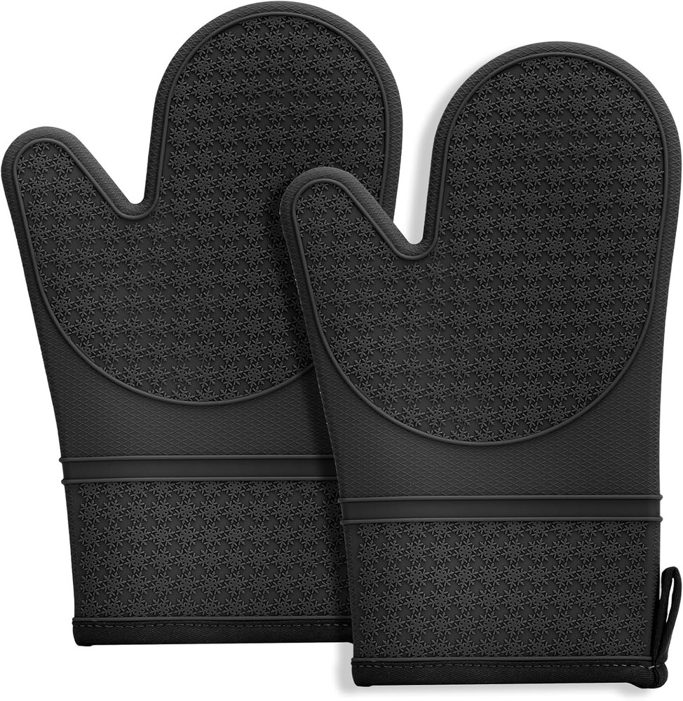 Silicone Oven Mitts, Heat Resistant 500F Kitchen Mitts,