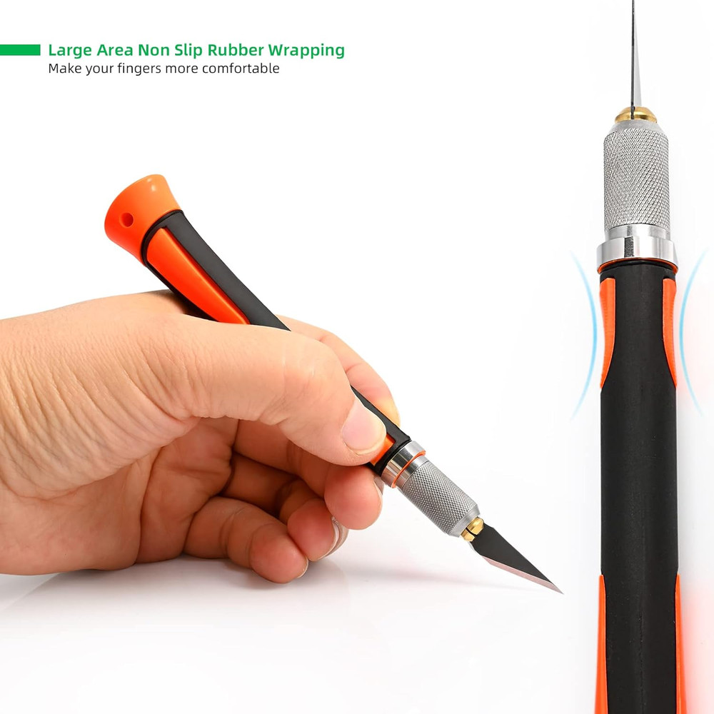 2 Pack Precision Craft Knife Set with 20 Pieces Replacement Blades, Ergonomic No